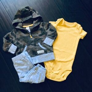 🌟 Carter’s Baby Boy Winter Camo Jacket & Leggings Pants 3-Piece Set